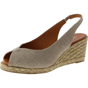 André Assous Womens Audrey Canvas Peep Toe Espadrilles