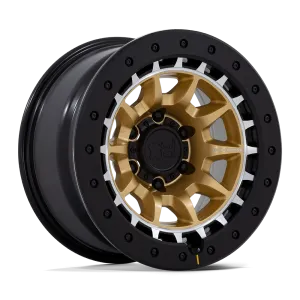 Black Rhino BR016 Tusk 17X8.5 6X139.7 -10mm Matte Gold W Machined Ring