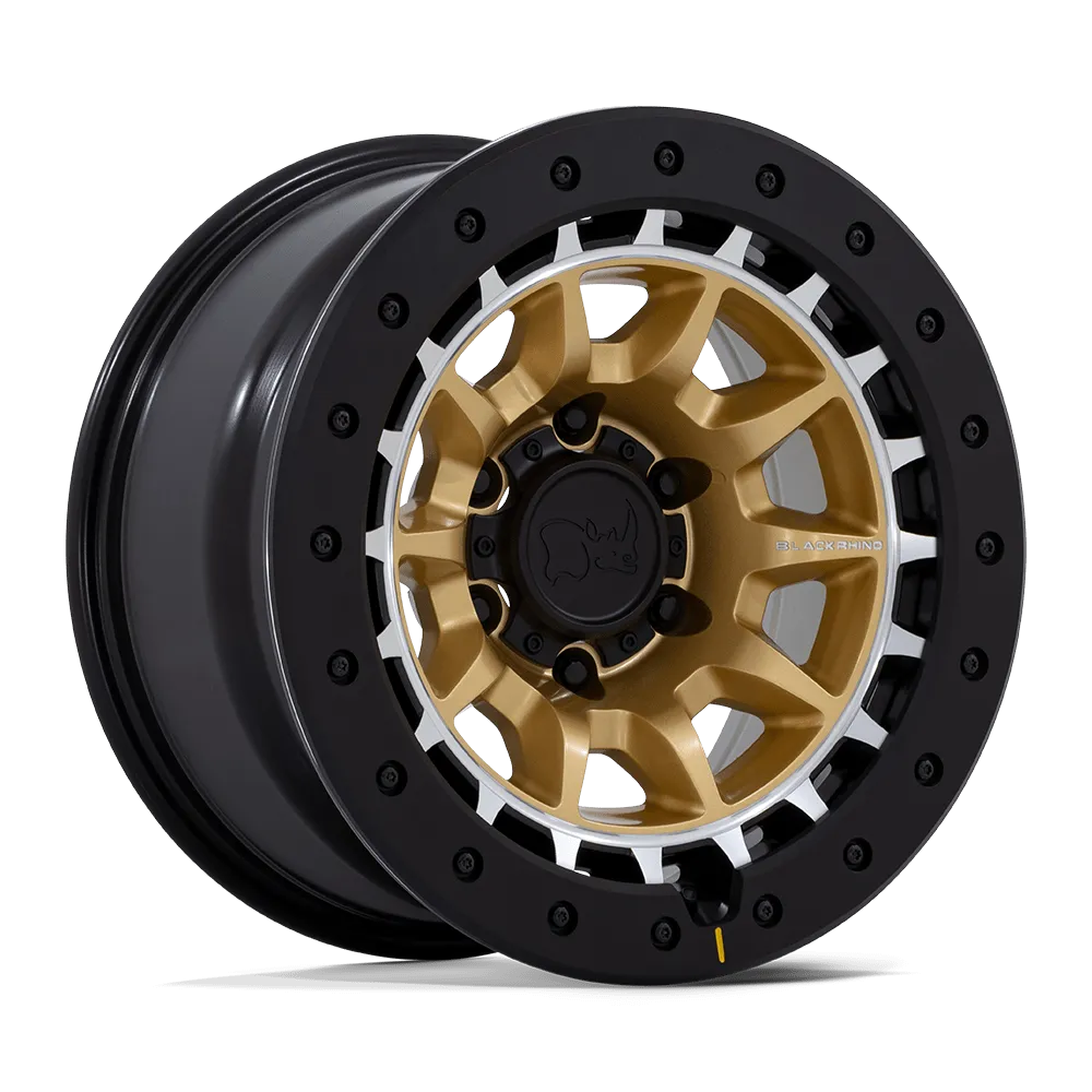 Black Rhino BR016 Tusk 17X8.5 6X139.7 -10mm Matte Gold W Machined Ring