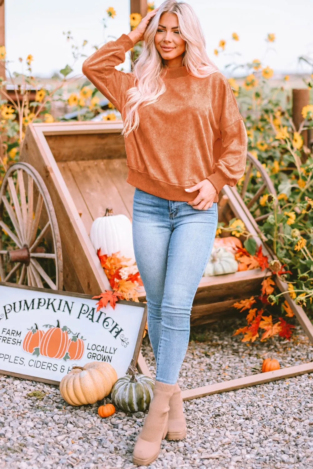 Boho-Chic Crew Neck Sweater