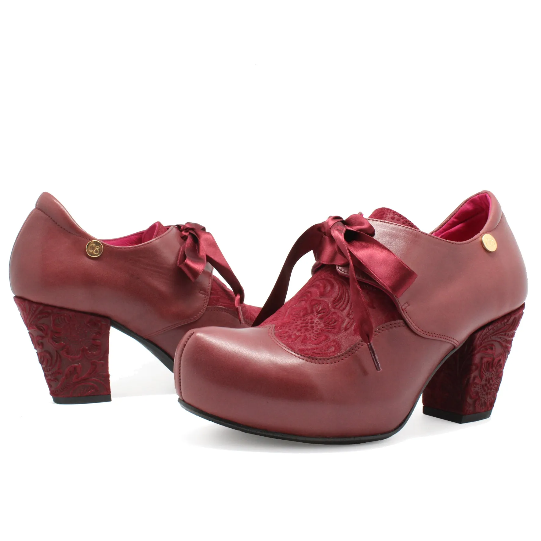 Bois - Wine Flower Lace up heel