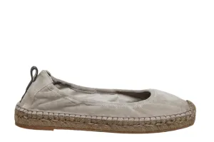 Brunello Cucinelli Seude Leather Women's Grey Espadrilles In Roccia   Ultra Black