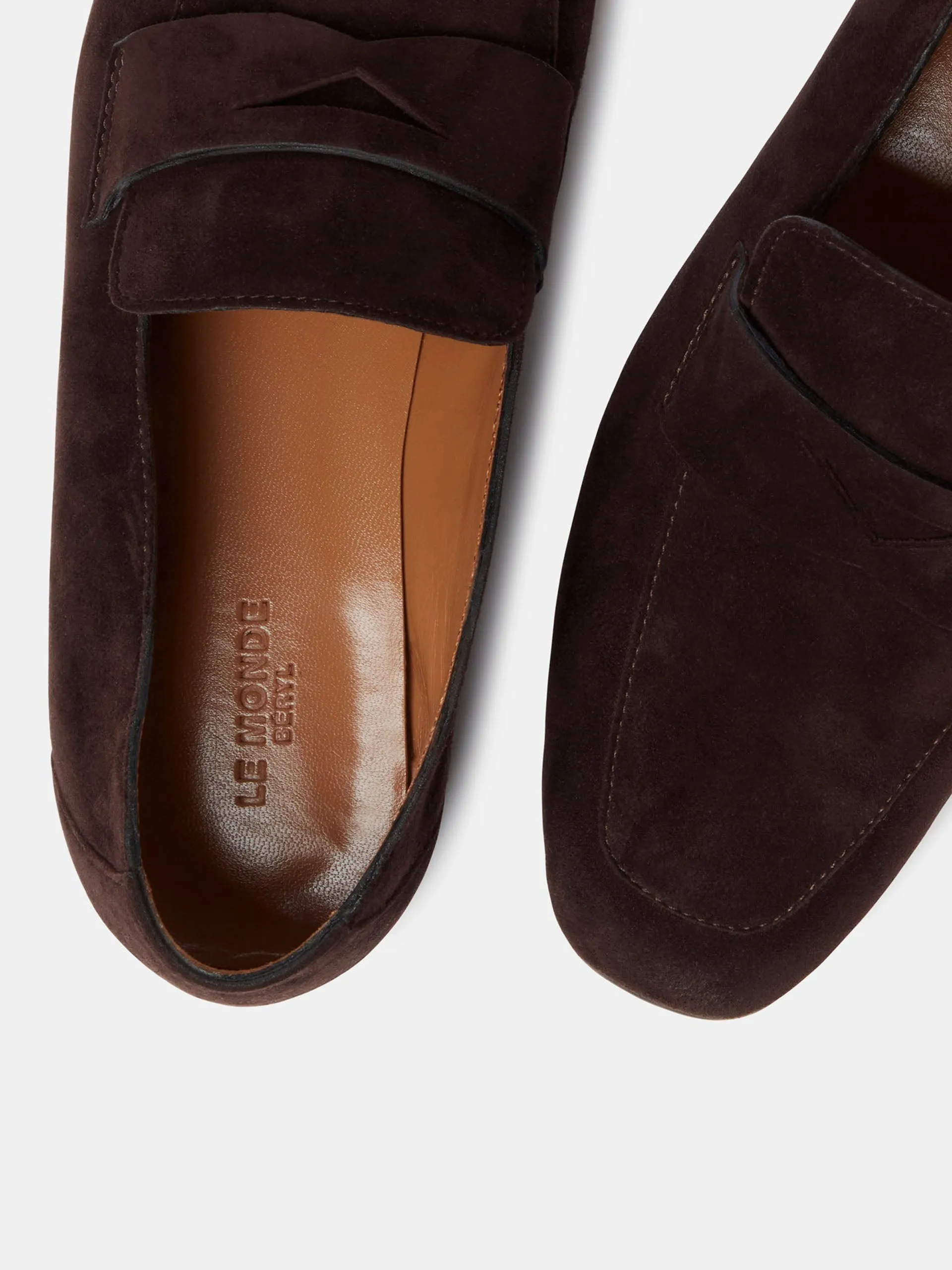 Chocolate placket suede soft loafers