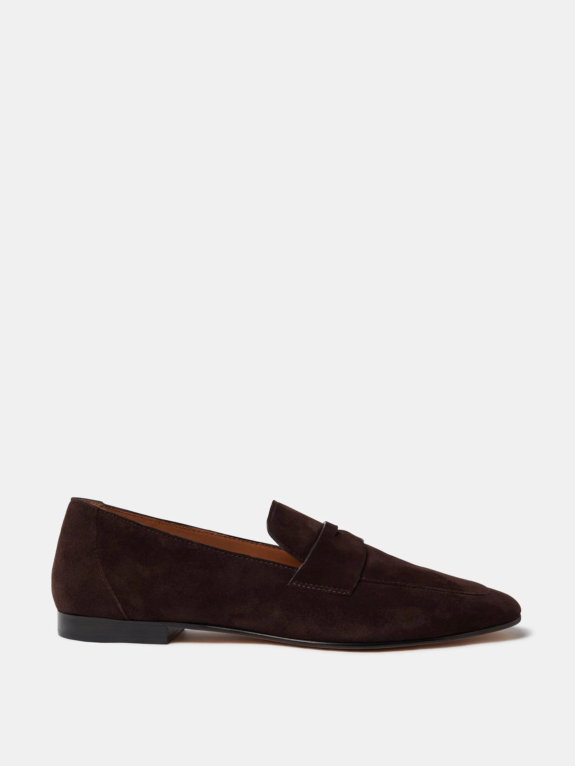 Chocolate placket suede soft loafers