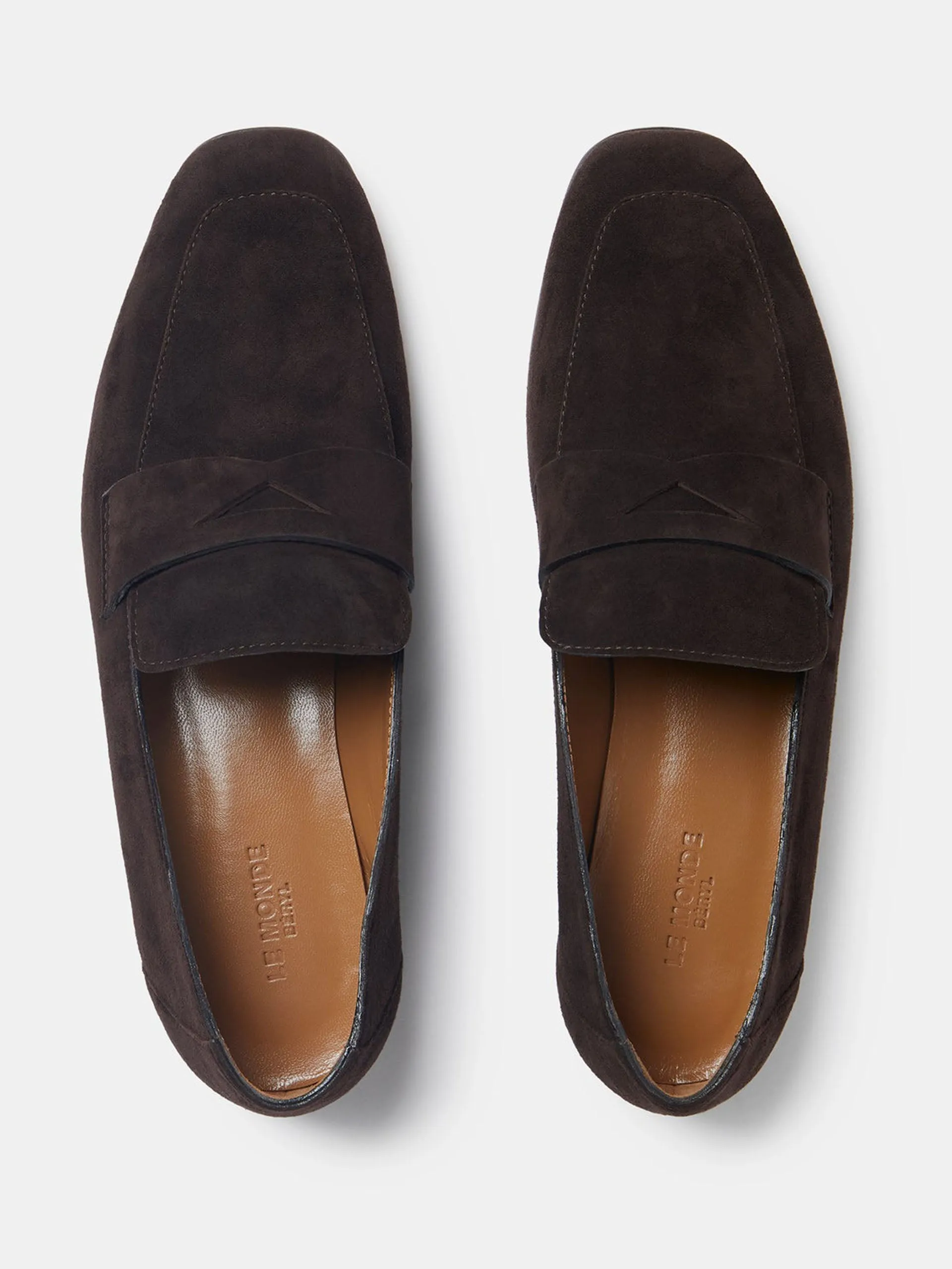 Chocolate placket suede soft loafers