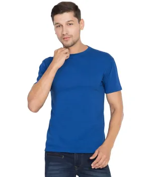 Cliths Men's Royal Blue Round Neck Solid T-shirts