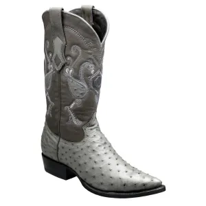 Cuadra Men's Traditional Ostrich Western Boots - Grey