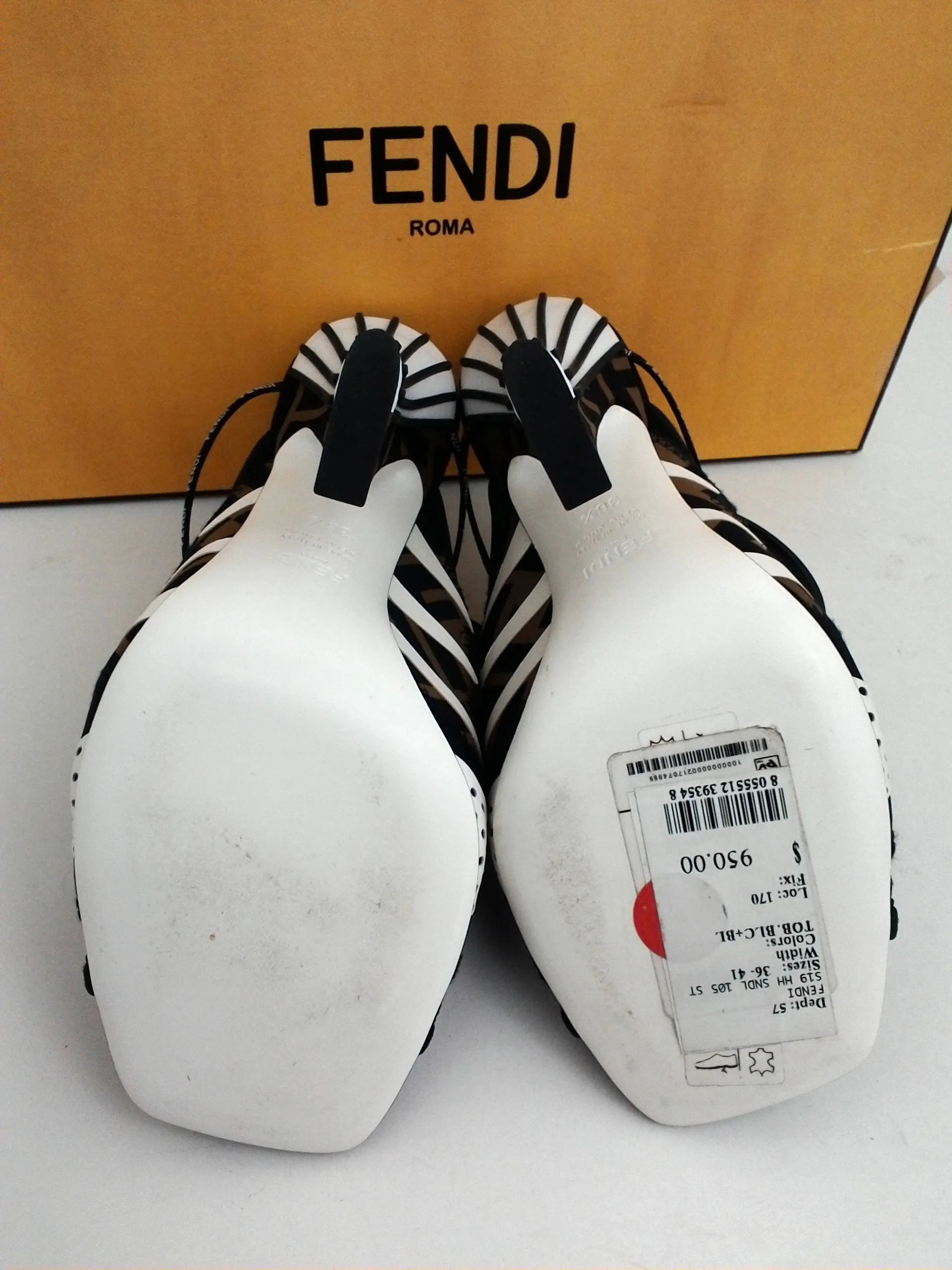 Fendi Women's Sandalo Rete Mix Patch LY FF  EL TRIC Size 36.5