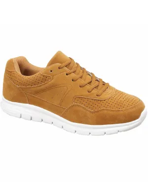 Florida Faux Suede Lace Up Trainers in Camel