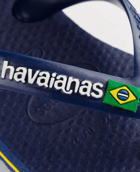 Havaianas Brasil Logo In Navy For Kids