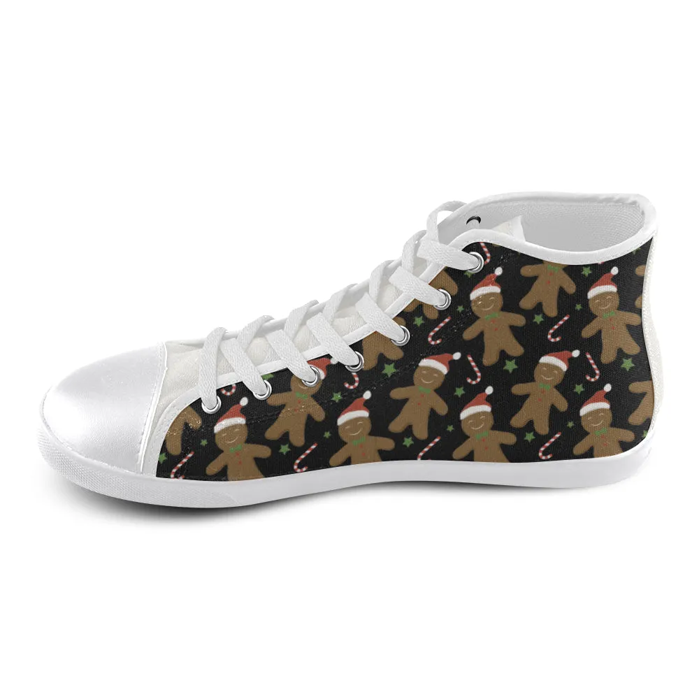 Kid's Candyman Christmas Print Canvas High Top Shoes (White)