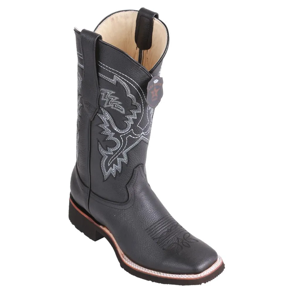 Los Altos Boots Mens #82E2705 Wide Square Toe | Genuine Grisly Leather Boots | Color Black