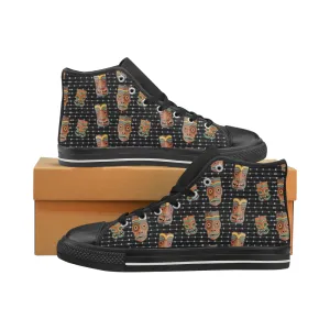 Men's Big Size Tribal Face Mask Print High Top Canvas Shoes