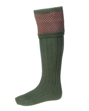 Mens shooting, hunting and fishing socks - House of cheviot -Tayside in Spruce ( Green ).