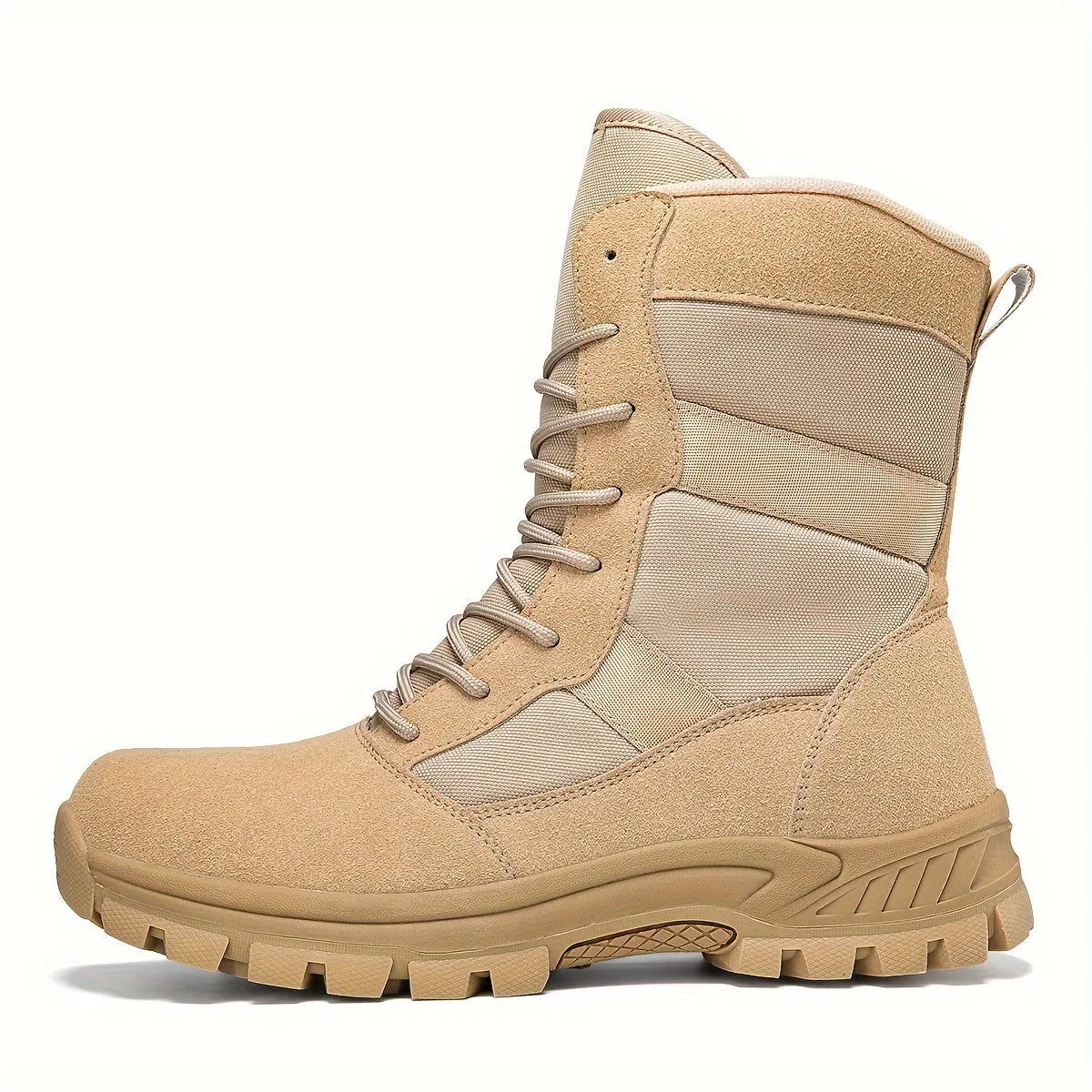 Men's Solid High Top Tactical Work Boots, Spring And Autumn New Couple Mountaineering Boots, Men's Boots Lightweight Combat Boots