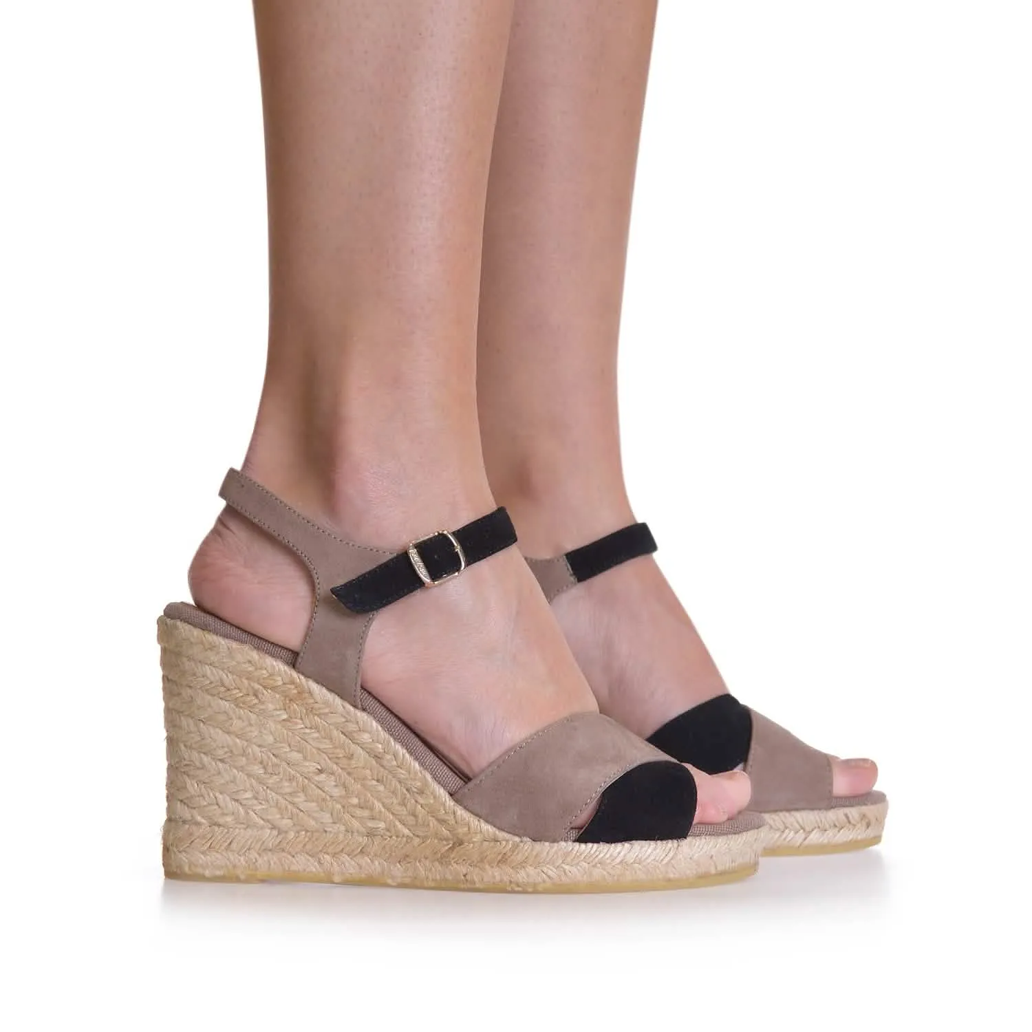 Multicolor Suede Leather Wedge Espadrille for Women - Mar-A