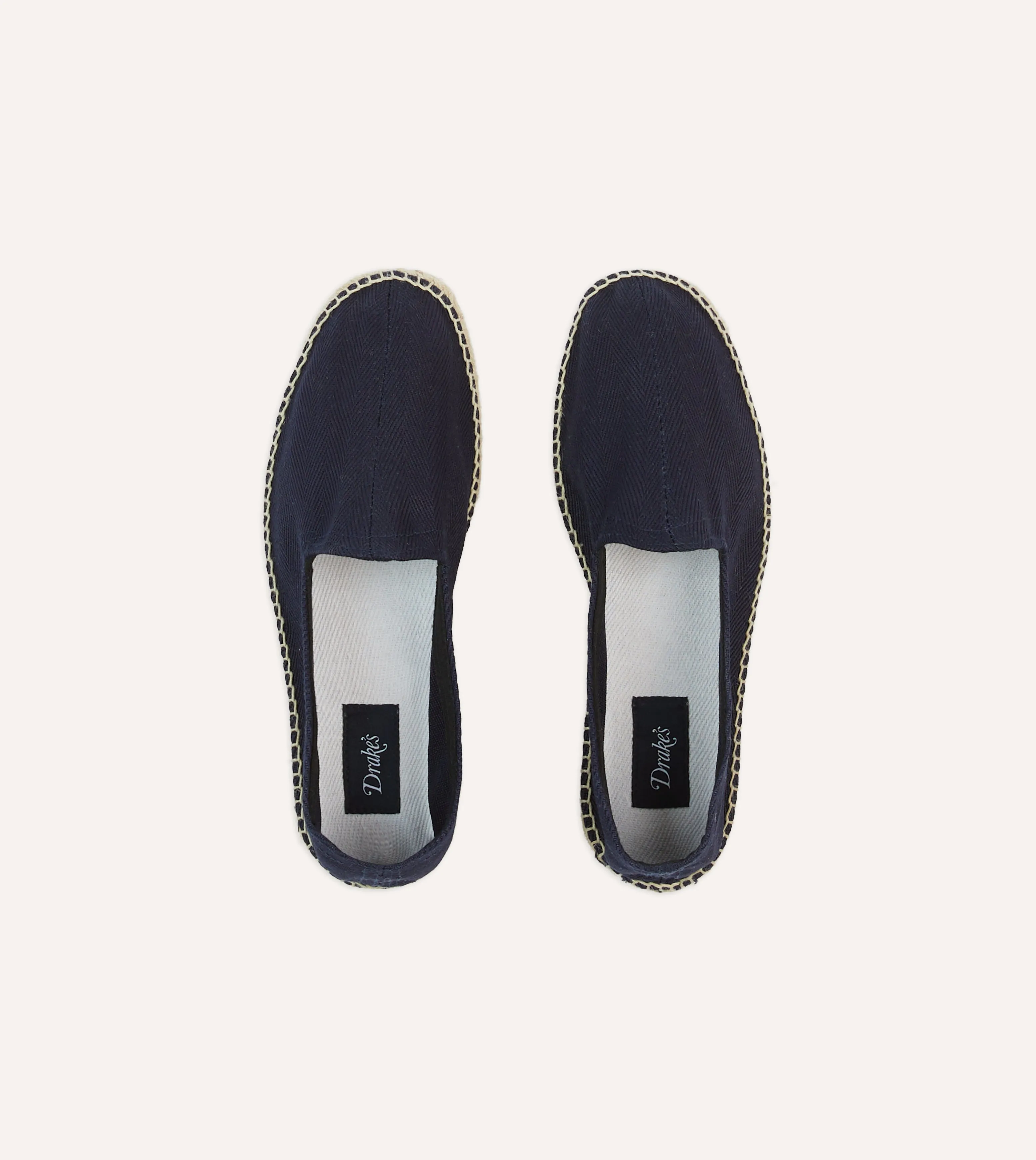 Navy Herringbone Cotton Espadrilles