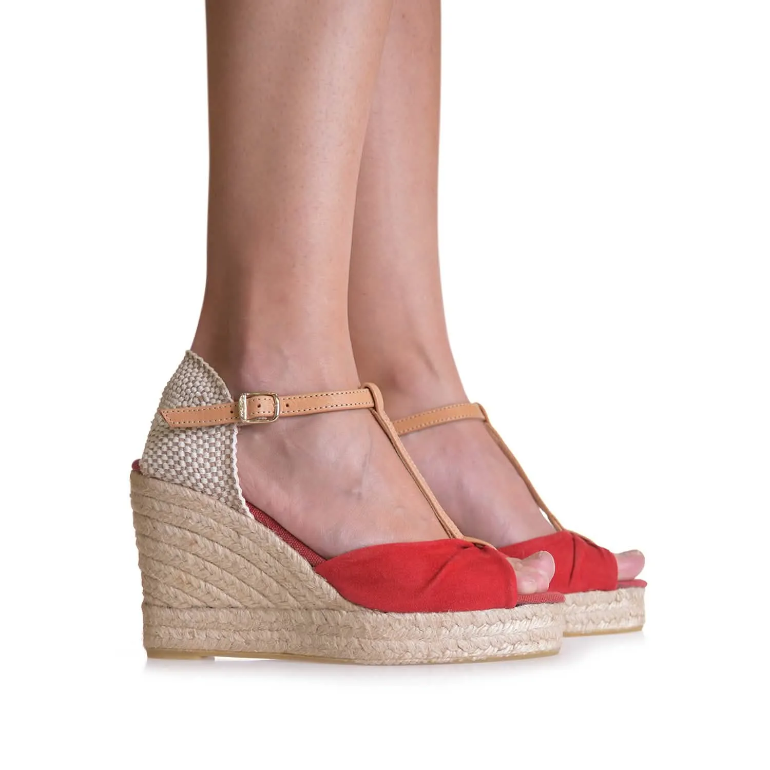 Plain Suede Leather Wedge Espadrille for Women - Cala-A