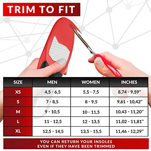 Plantar Fasciitis Arch Support Insoles for Men and Women Shoe Inserts - Shoe insoles women - Flat Feet - Running Athletic Gel Shoe Insoles - Orthotic insoles for Arch Pain High Arch - Boot Insoles