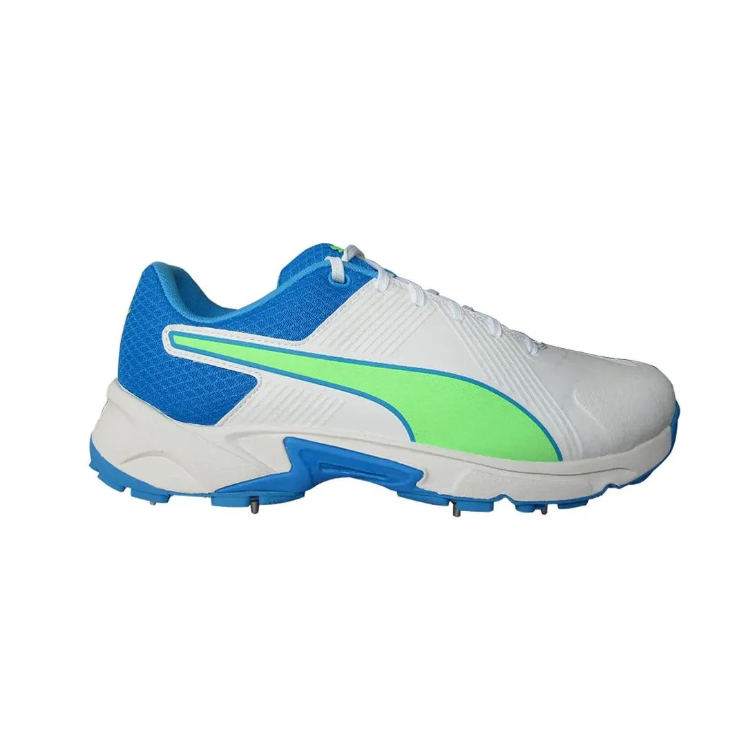 PUMA 19.2 Spike White-Nrgy Blue-Green Cricket Shoe