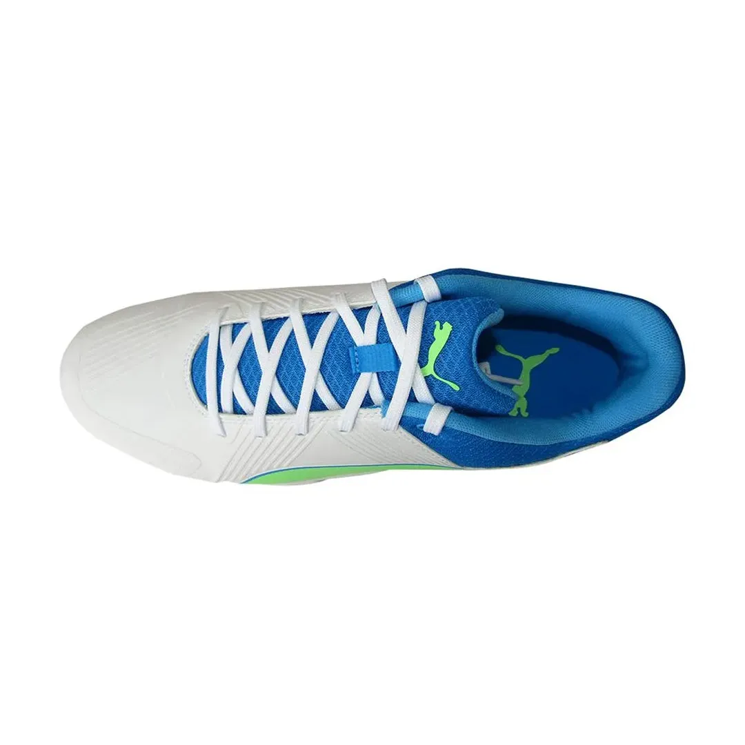 PUMA 19.2 Spike White-Nrgy Blue-Green Cricket Shoe