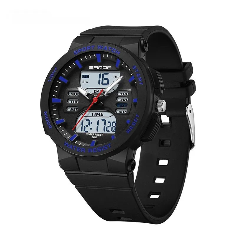 SANDA Analog Digital multi functional sport watch for students 6185