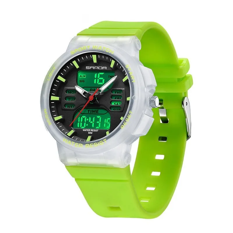 SANDA Analog Digital multi functional sport watch for students 6185