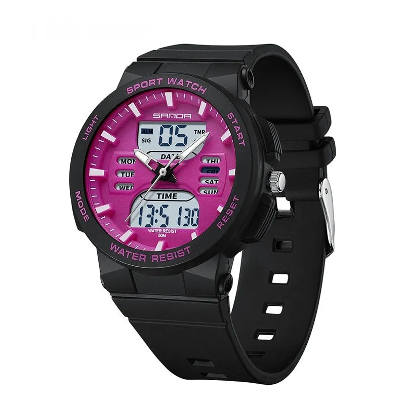 SANDA Analog Digital multi functional sport watch for students 6185