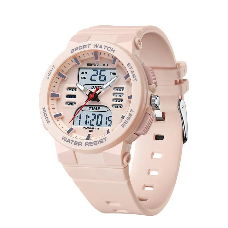 SANDA Analog Digital multi functional sport watch for students 6185