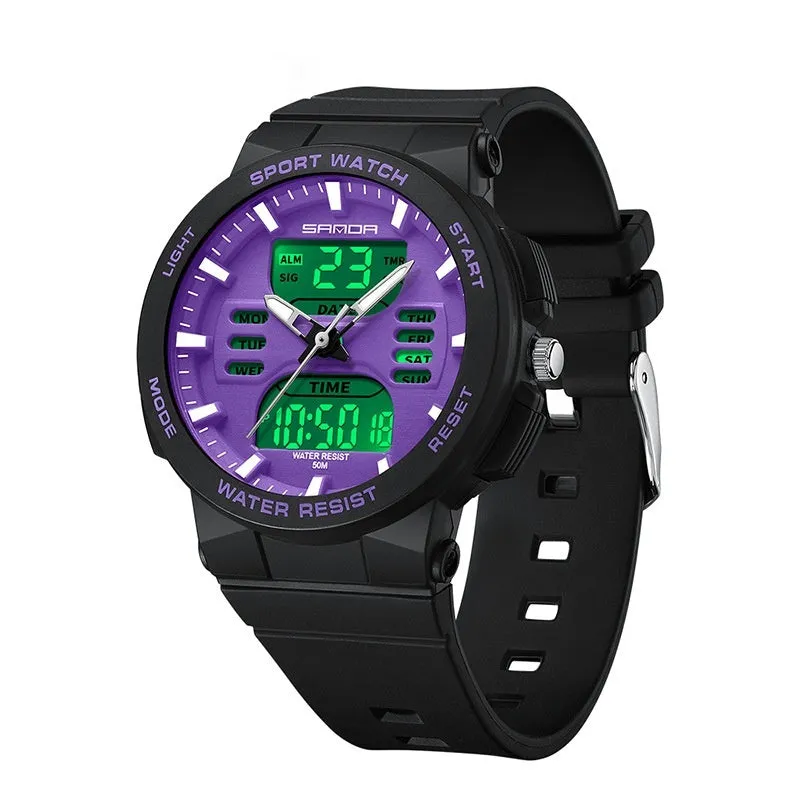 SANDA Analog Digital multi functional sport watch for students 6185