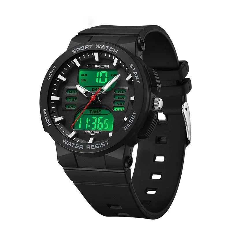 SANDA Analog Digital multi functional sport watch for students 6185