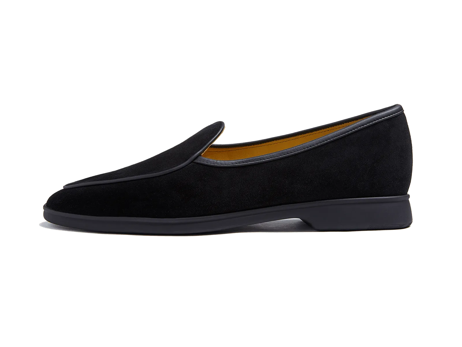 Stride Loafers in Black Glove Suede Dark Sole