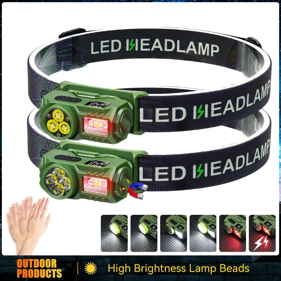 Strong Light LED XPE Sensor Headlamp USB Rechargeable Headlight 700mAh Built in Battery Head Lantern for Outdoor Camping Fishing