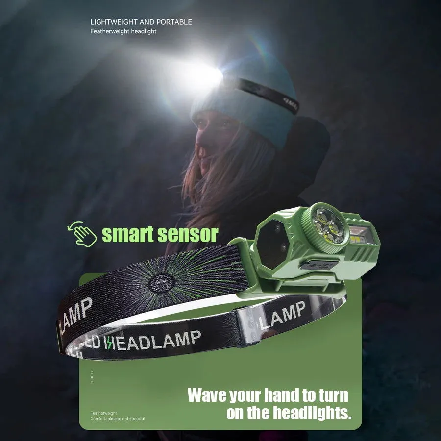 Strong Light LED XPE Sensor Headlamp USB Rechargeable Headlight 700mAh Built in Battery Head Lantern for Outdoor Camping Fishing