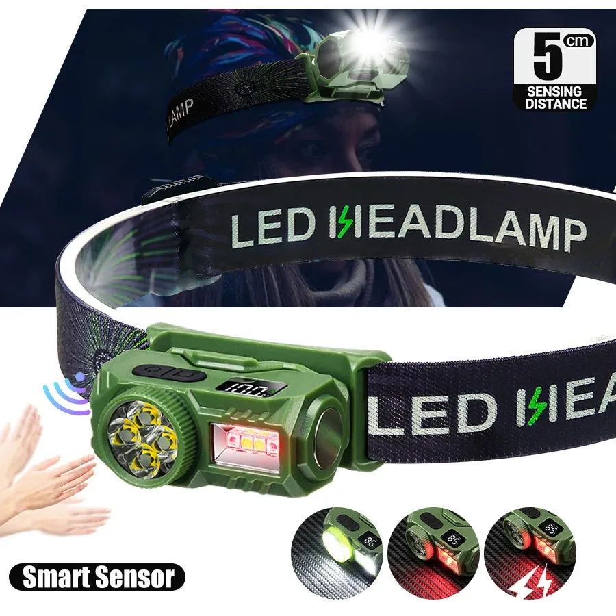 Strong Light LED XPE Sensor Headlamp USB Rechargeable Headlight 700mAh Built in Battery Head Lantern for Outdoor Camping Fishing