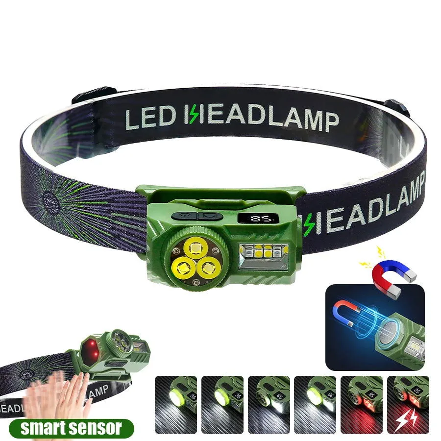 Strong Light LED XPE Sensor Headlamp USB Rechargeable Headlight 700mAh Built in Battery Head Lantern for Outdoor Camping Fishing