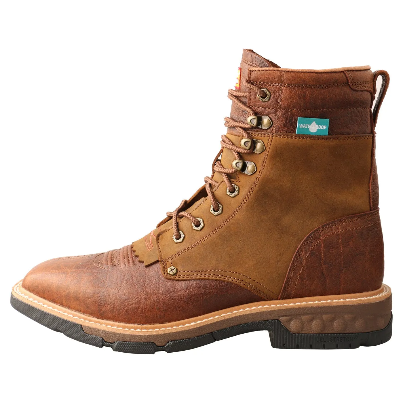 Twisted X Men's Distressed Saddle & Cognac CellStretch Lacer Work Boot MXLW001