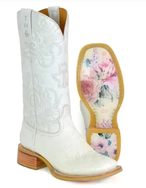 Women's Tin Haul White Wedding Western Boot